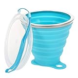 faltbecher-Faltbare Tasse Silikon Becher 100% Lebensmittelqualität Silikon BPA-frei, 350ml,Blau