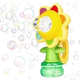 IGUGI Seifenblasenmaschine für Kinder, Wiederaufladbare tanzende Sonnenblumen-Seifenblasenmaschine,Baby-Seifenblasenwerfer Seifenblasen-Spielzeug für Kinder, Glühende luftblasen Maschine