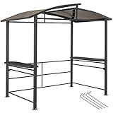 tectake® Outdoor Grillpavillon, Überdachung für Grill, Metall Pavillon für Outdoorküche auf Balkon, Garten oder Terrasse, Sichtschutz, Terrassenüberdachung, Gartenpavillon 240 x 150 x 234 - grau