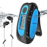 AGPTEK IPX8 Wasserdicht MP3 Player, 8GB HiFi MP3 Musik Player zum Schwimmen und Laufen, mit wasserdicht Kopfhörer, Audiokabel und 3 Paar Ohrstöpsel (L/M/S), unterstützt FM, Shuffle Funktion, Blau