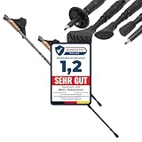 Melko Premium Nordic Walking Stöcke aus Duraluminium, 2er Set, frei verstellbar durch Teleskop-System 65 – 135 cm Gesamtlänge, Schwarz