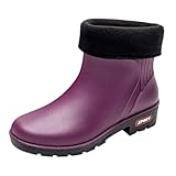 Regenstiefel für Damen, große Größe, kurz, Gartenstiefel, leicht, rutschfest, Regenstiefel, wasserdicht, Gummi, einfarbig, bequem, Gartenschuhe, violett, 36 EU