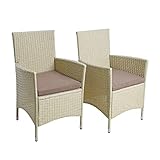 ESTEXO Polyrattan Gartenstuhl Set 2er Stuhlset Rattan Stuhl Garten Sessel Rattanstühle Balkonstühle Terrassenstühle Outdoor Stühle Balkonsessel (Beige)