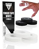 PULLUP & DIP Fingertape extra stark, 3 Rollen (30m) Finger Tape, hautfreundliches Sporttape, Handtape für Kraftsport, Bjj, Handball Zubehör, Klettertape Finger, Torwart Training (Weiß)