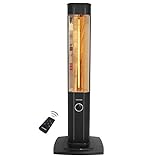 VASNER StandLine 23R – Infrarot Stand-Heizstrahler 2300 Watt 4 Stufen Dimmer Fernbedienung Infrarotstrahler elektrisch Standgerät für wettergeschützte Außenbereiche (Schwarz)