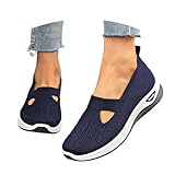 Frühlingsschuhe Für Damen,Orthopädische Schuhe Damen Weite H Walkingschuhe Turnschuhe Leichte Bequem Elegant Sneaker Stoffschuhe Hallux Valgus Sommer Sommerschuhe Schlupfschuhe (Marineblau,36)