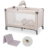 hauck Reisebett Set Dream`n Play Go inkl. Alvi Reisebett-Matratze & Insektenschutz - Disney - Pooh Rainbow Beige