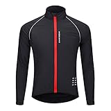 WOSAWE Herren-Fahrradjacke, Winddichte Radjacke Ultraleichte Sportbekleidung mit Reflektierendem Träger und Atmungsaktivem Mesh (Schwarz L)