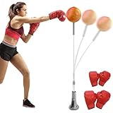 LIROPAU Punchingball Boxstand, 135-149cm Höhenverstellbarer, Box Ständer Standboxtrainer mit Starken Saugnäpfen, Antistress Mini Boxsack mit 1 Luftpumpe und 2 Paar Handschuhe (Erwachsener+Kind)