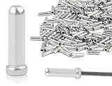 KAPSING 200 Stück Endkappe Bremszug, Fahrrad Endkappen Bremszug Endhülsen Kabelendhülsen, Aluminiumlegierung Endkappe Bremszug für Bremsseil Schaltseil(Silber)