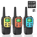 MaxTalker MT10 Walkie Talkie Aufladbar für Erwachsene Kinder Funkgeräte, 1200mAh Li-Ion Batterie, USB-C Kabel, LED Taschenlampe, VOX Funkgeräte für Wandern und Camping,3er Set