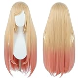 Linfairy Long Blonde Dye Pink Cosplay Perücke Halloween...