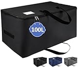 IHOMAGIC Faltbare Unterbettkommode, Aufbewahrungstasche Organisator-Beutel mit Griff, Ultra Große Tasche mit 600D Oxford Wasserdicht Stoff, für Deckbetten Kissen Spielzeug 70x42x35cm Schwarz, 100L