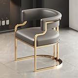 Moderner Ledersessel mit Metallbeinen - Polstersessel für Wohnzimmer, Esszimmer & Empfang - Stilvoller Gästestuhl in Dunkelgrau