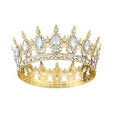 Omnikryp Vintage Tiara Krone für Frauen, Volle Runde Krone Damen, Königin-Krone mit Glitzernde Strass, für Hochzeit Junggesellinnenabschied Geburtstag Prom Brautdusche Weihnachten Halloween Kostüm