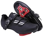 FANSU Fahrradschuhe Herren Damen, Schwarz & Weiß MTB Schuhe Abriebfester Rennradschuhe Fahrradschuhe, Synthetisches Leder Mountainbike Rennrad Schuhe Radschuhe mit Look Lock Tab