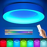 Matane LED Deckenleuchte RGB Dimmbar 24W, Deckenlampe mit Fernbedienung, Lampen Farbwechsel 3000K-6500K für Wohnzimmer Schlafzimmer Kinderzimmer Küche Badezimmer Rund 28cm