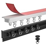 Vorhangschiene Selbstklebend, 85cm Gardinenschiene Deckenmontage Schwarz, Gardinenschiene Ohne Bohren Für Vorhänge, Raumteiler