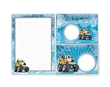 Briefpapier-Set Briefblock mit Umschlag für Kinder Jungen Monster-Truck Auto Kindermotiv Jungs (Block A5 mit 25 Blätter + 15 Umschläge)