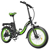 Windlook Elektrofahrrad, E-Bike mit 3' Fettreifen, Shimano 7 Gängen, 20 Zoll Faltbares Elektrofahrräder, Intelligente Steuerung APP, 36V/12.5Ah Akku Reichweite bis zu 71-75KM (Grün)