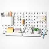 Keepo Stecktafel-Kombinationsset, Stecktafeln und Zubehör, modular zum Aufhängen für Wand-Organizer, Bastelorganisation, Ornament-Ausstellung, Kinderzimmer-Aufbewahrung, Stecktafel (Weiß, 22″×11″)