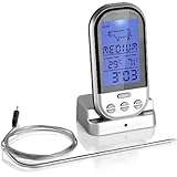Retoo Grillthermometer Digitales Thermometer Kabellos, Bratenthermometer, Fleischthermometer Ofenthermometer für Grill, Backen, Braten, BBQ, Temperaturbereich bis 250°C, Ofensonde 1M