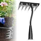 Iron Weeding Rake 2.0, 2025 Upgrade 5/6/7/8 Zähne Kohlenstoffstahl Garten Unkrautrechen, Eisenrechen für Hof, Rasen und Garten, Schwerlast Garten Hand Unkrautentferner Werkzeug für Gartenarbeit und