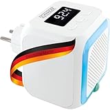 SCHWAIGER RAFM0100 Steckdosenradio Badezimmerradio Radio Steckdose FM Bluetooth Steckdosenlautsprecher Bewegungsmelder LED-Display Lautstärkeregler beleuchtet