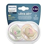 Philips Avent Ultra Air Schnuller, 2er-Pack – BPA-freier Schnuller für Babys von 0 bis 6 Monaten (Modell SCF085/13)