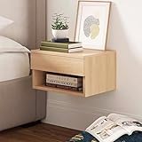 2 Stück Wandmontierte Schwebende Nachttische, Moderne Nachttische mit Aufbewahrungsschrank, Stilvolle Holzregale für Schlafzimmer, Wohnzimmer, Wohnheim - Platzsparendes Design