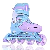Einstellbare Kinder Inline-Skates für Mädchen mit Light Up Wheels, Roller Skates Blades für Jugend Kinder Indoor & Outdoor Anfänger (Violett, M)