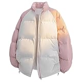 Generisch Winterjacke Herren, Puffer Jacke Herren Zipper Ohne Kapuze Stehkragen, Daunenjacken Vintage - Jacken Laufen Outdoor Rosa XXL