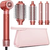 HITTIONA Airstyler 5 in 1 mit Lockenstab Auto-Wrap, und High Speed Ionen Föhn, Multi-Hairstyler für Schnelltrocknend, Keine Hitzeschäden, Flauschige Locken & Seidiges Haar, mit Reisetasche