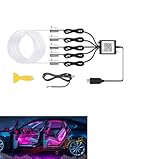 YUGUANG 5 IN 1 Auto Ambientebeleuchtung, RGB LED Innenbeleuchtung Streifenlichter 600cm mit 16 Millionen Farben, APP Steuerung, USB-Port Multicolor Musik Synchronisation Innenbeleuchtung für Auto.