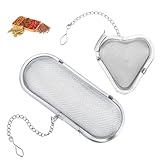 2 Stück Gewürzei,Gewürzsieb zum Mitkochen,Edelstahl Tee Sieb,Feinmaschiger Tee Ei mit Kette für losen und Mulling Gewürze, Gewürzkugel Zum Mitkochen Gewürzbeutel losen und Mulling Gewürze
