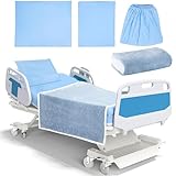 TESIN Krankenhaus-Bettwäsche-Set, 4-teilig, weich, gestrickt, Standard-Bettlaken, Qualität, inklusive Spannbetttuch, Kissenbezug, Steppdecke, Decke (blau)
