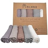 MILAMOR Mulltücher 5er Set 60x60cm / 100% GOTS Bio-Baumwolle/Spucktücher Baby/Mulltücher Baby/Musselin Tuch Baby/Mullwindeln Spucktücher/Moltontuch/Spucktuch Baby