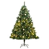 BaraSh Künstlicher Weihnachtsbaum Klappbar 300 LEDs & Kugeln 180 cm Weihnachtsbaumkugeln KüNstlicher Tannenbaum