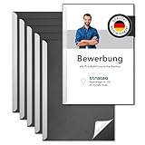STRATAG Klemmschienen-Bewerbungsset Start Basic (Schwarz, 5 Stück) mit transparentem Deckel aus PP Kunststoff sowie Binderücken aus robustem 290 g/m² Karton Lederstruktur (5 Bewerbungsmappen Schwarz)