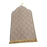 Baoblaze Traditioneller muslimischer Gebetsteppich Weich, Traditional Muslim Prayer Rug, Gebet Teppich Matte Faltbar, Carpet Soft Ramadan, Muslim Prayer Rug Carpet für Kinder Frauen Männer, beige gelb