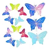 DIYEAH 50 Stück Bunte LED Schmetterling Solarleuchten Wetterfest Uv-beständig für Garten Weg Terrasse Weihnachtsdeko Außen Vielseitige Outdoor Beleuchtung