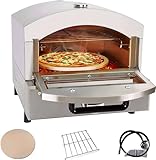 Li Zhen Pizzaofen für den Außenbereich, Propangas, gebrannte Pizzaöfen, mit 33 cm Pizzastein, Edelstahl, weniger Pizza-Maker, Kochen von Pizza, Steak, Fisch, Huhn und mehr, für Outdoor-Garten, Party