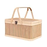 Misamo Geflochtene Körbe, Groß, Bambus, Tragbar, Picknick-Früchte, Natürlicher Halter, Deckel, Brot, Zongzi-Organizer