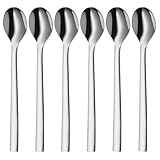 WMF Nuova Latte Macchiato Löffel Set 6-teilig, lange Löffel 19 cm, Joghurtlöffel, Cromargan Edelstahl poliert, spülmaschinengeeignet