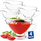 KONZEPT Sauciere aus Glas, 4er Set, 160 ml, Transparente Soßenkanne mit Henkel, Stabil, Ideal für Dressing, Sahne, Soße, Olivöl