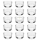 Teelichtgläser Set, Teelicht (15er Pack) Teelichthalter 4,5 cm Dm, Kleiner aus Klarem Glas für Hochzeit, Geburtstag, Urlaub, Kerzengläser, Party Dekoration, Kerzengläser, Gläser klein