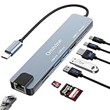 USB C Hub mit Ethernet Adapter, 8 in 1 USB C Multiport Splitter mit 100W PD, 4K HDMI, USB 3.0, Typ C Port, SD/TF Kartenleser Slim USB C Adapter für iPhone 15, MacBook, iPad, Samsung, Oberfläche