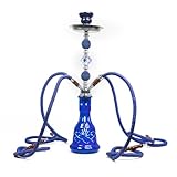 TDJDYQU 20' 4 Schlauch Hookah Set, Tragbare Kristallglas-Wasserpfeife Für Zuhause/Partygebrauch, Leicht Zu Reinigen & Langlebig (Blau, Schwarz)(Blue 1)