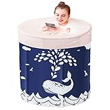 Sinbide Badewanne Bathtub Faltende Wannenbad Fass Folding SPA Erwachsenen Wanne Badewanne Familienbad, 70 x 65 cm (Wal Blau)