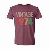 ROKO CLOTHING Vintage 1971 Shirts 50. Geburtstag Unisex Geschenke Kurzarm für Damen Herren, Unisex – Heather Maroon, X-Groß